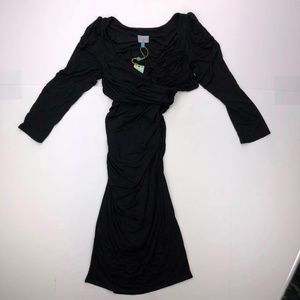 Plenty Women's M Black Side Ruched Bodycon Dress